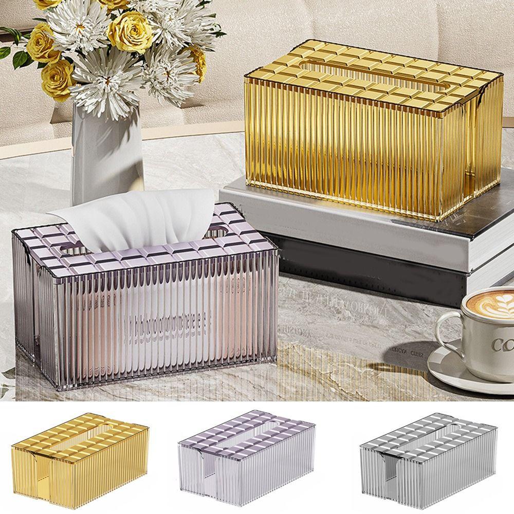 

Rectangular Gold Tissue Case Plastic Napkin Storage Box Multipurpose Luxury Napkin Holder Office