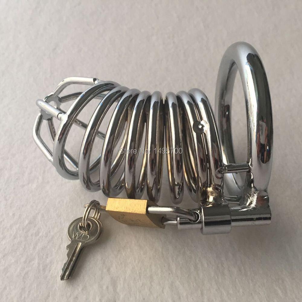 New Stainless Steel Male Chastity Belt Lock Ring Chastity Device with Padlock