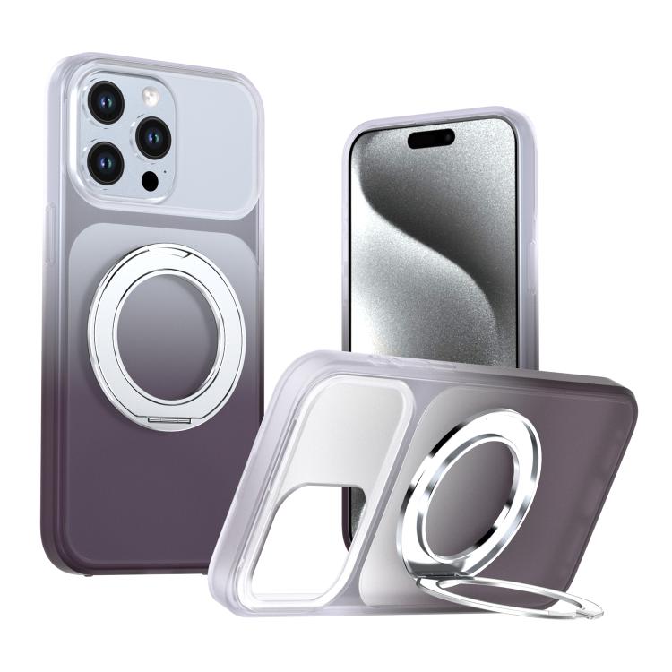 Phantom Skin Feel Gradient PC+TPU Phone Case With 360° Rotating Metal Holder, Magnetic Wireless Charging Shockproof Protective Cover