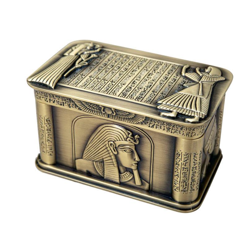 Luxury Metal European-Style Pharaoh-Design Rectangular Jewelry Box