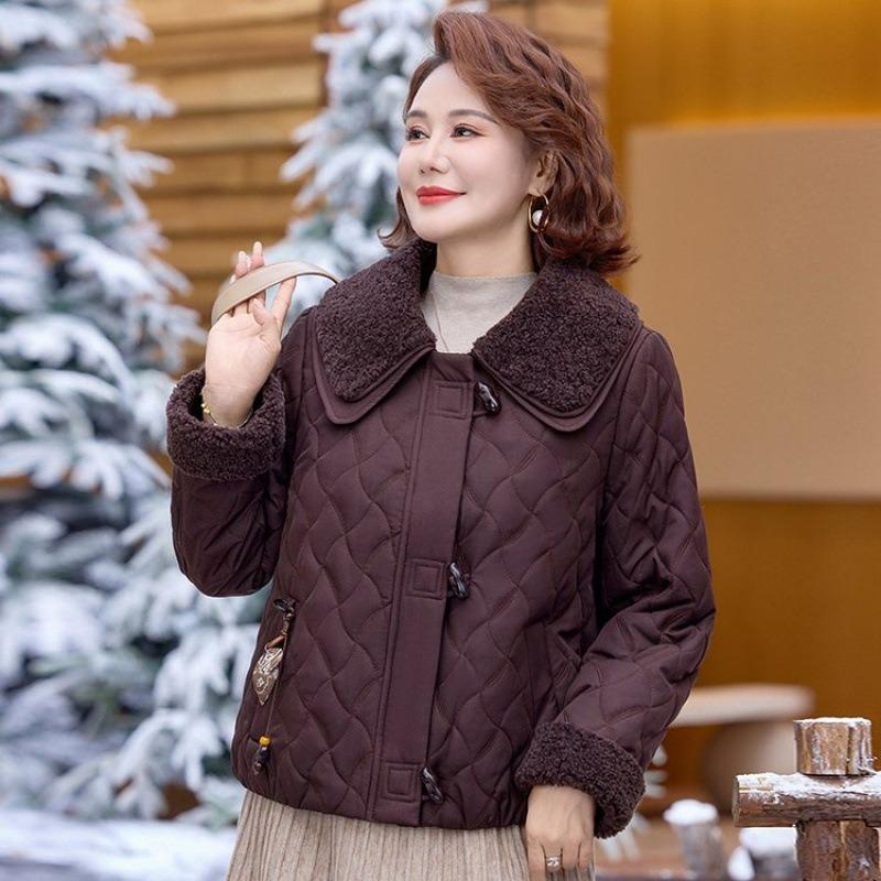 

Куртка средней длины однотонная легкая и тонкая с подкладкой новая осенне-зимняя омолаживающая универсальная и тонкая с лацканами хлопковая куртка 5XL [recommended 150-80kg] коричневый