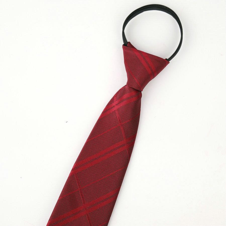 Men's No-Iron Zipper Striped Formal Tie with Logo, 8cm