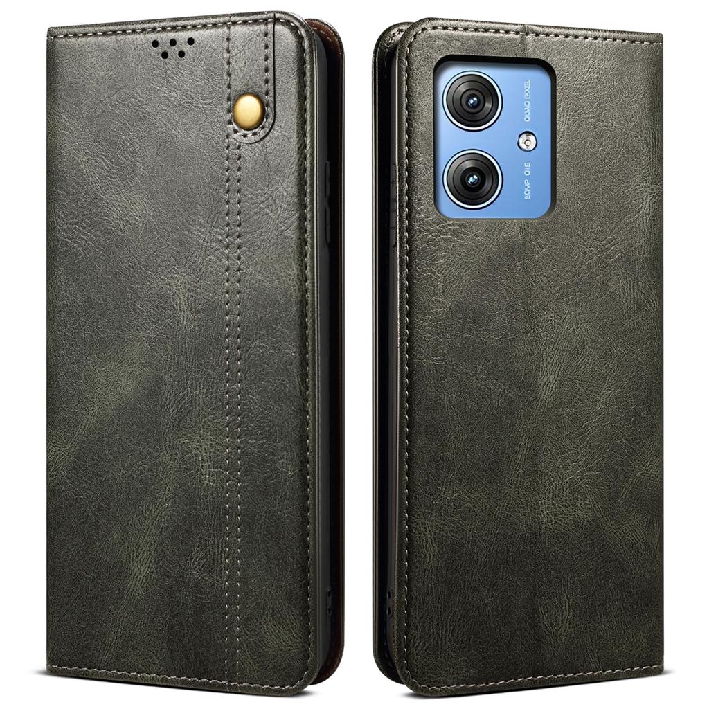 For Motorola Moto G55 5G Case Crazy Horse Texture Waxy Leather Wallet Stand Phone Cover