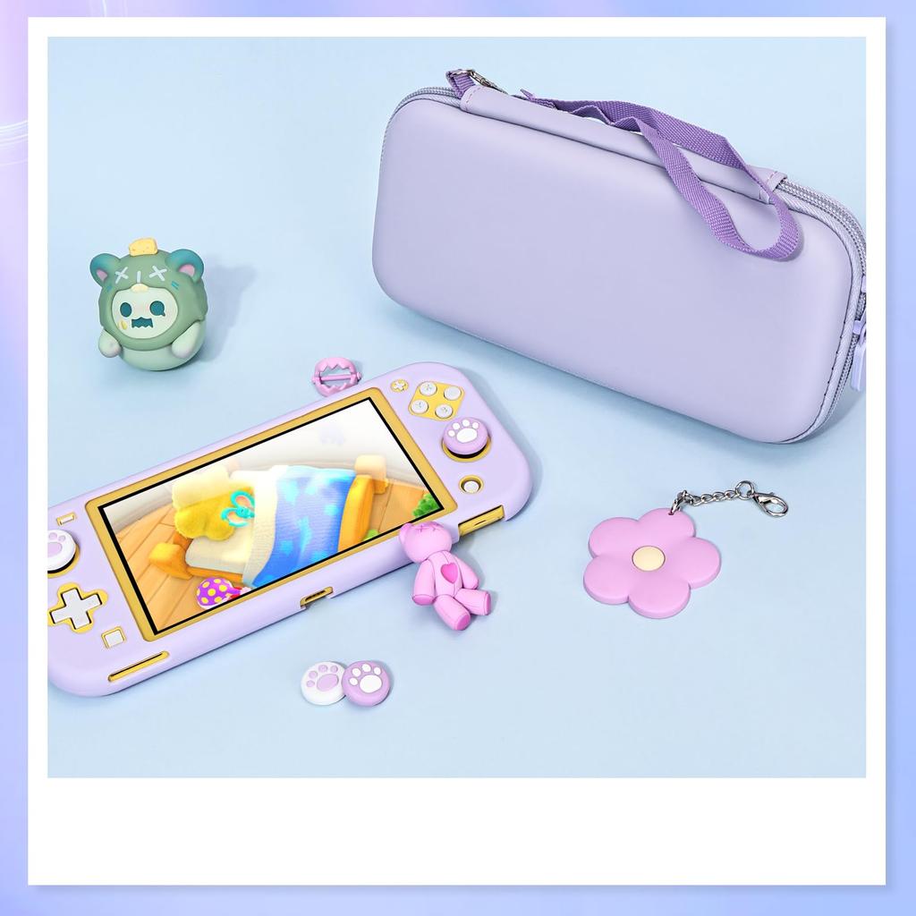 DLseego Switch Lite Hülle und Tasche Kompatibel mit Switch Enthält Aufbewahrung PC Blume und 4 Katzenpfoten-Daumen Enthält Karten und Stoßfestes Design für