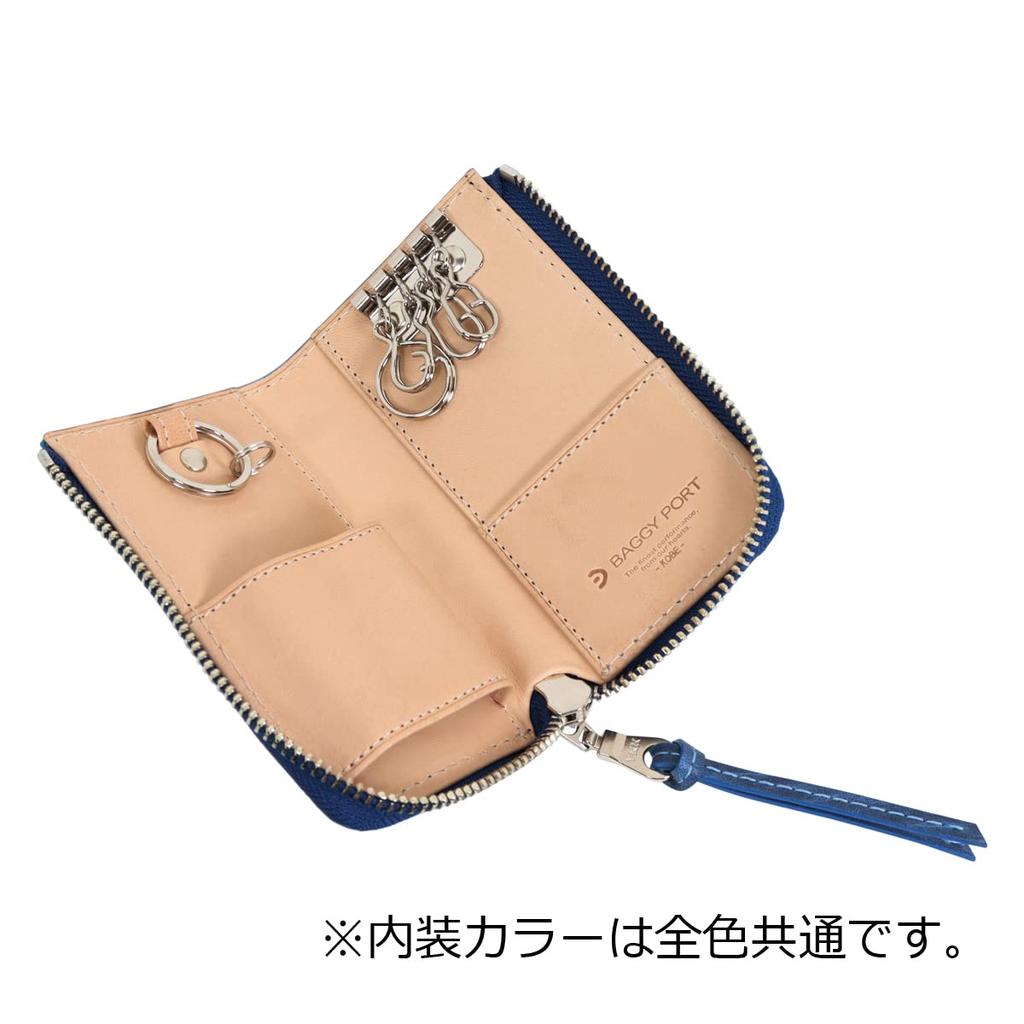 Key Case Genuine Leather Indigo Dyed Smooth ZYS093 Commuter Pass Card Case Leather Cowhide Italian Leather Navy [Baggy Port] Men's