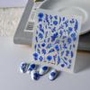 3D Embossed Valentine's Day Nail Stickers - Blue Wheat Ear Flower Design