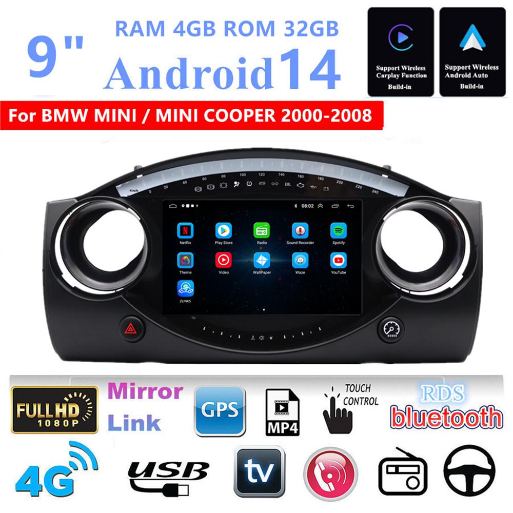 9'' 4+32GB Stereo Radio GPS Navi FM For BMW Mini / Mini Cooper 2000-2008 Carplay