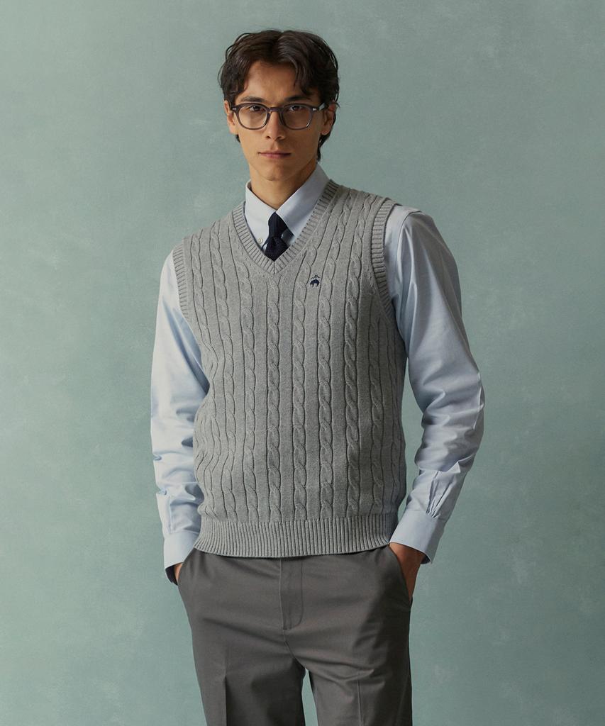 Brooks Brothers Cotton Cable Vest (Grey) (Bbwvmbg105)