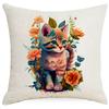 Cute Kitten Printed Watercolor Pillowcase Home Living Room Sofa Cushion Pillowcase