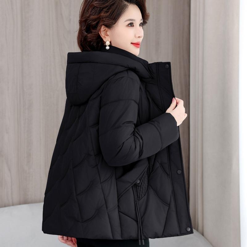 Mom's Large-size Cotton-padded Clothes, Winter New Cotton-padded Clothes, Loose Cotton-padded Jackets, and Thickened Hooded Jackets.