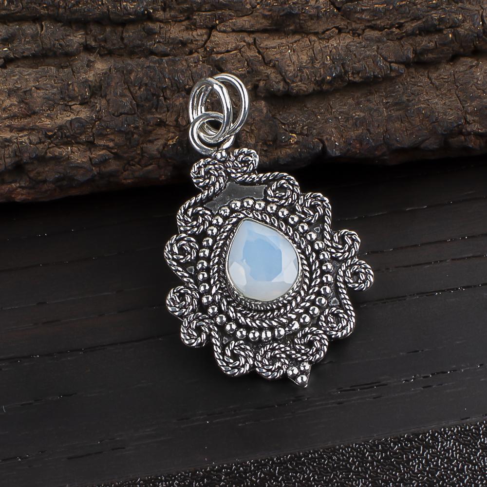 

Milky Opal Handmade Latest Design Jewelry Silver Pendant, 925 Solid Sterling Silver Jewelry Gemstone Everyday Pendant, Gift For Mother 1.55 Inches белый