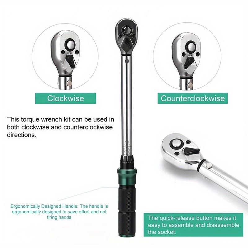 Set cheie dinamometrică precisă cu scară dublă 2-25N.m cu pătrat de 1/4'' MTB Bicicletă Cheie tubulară Bicicletă Motocicletă Clichet Trusă cutie de scule pentru reparații