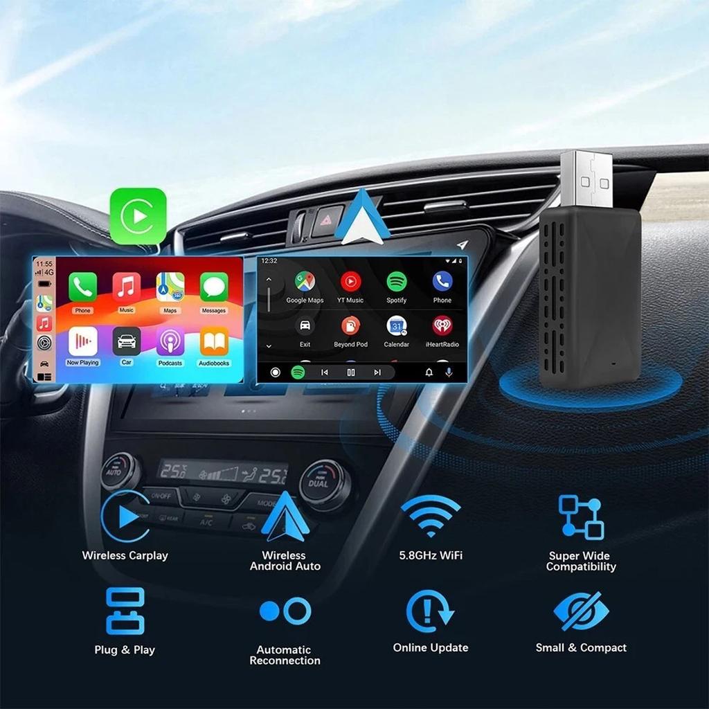 Car Wired To Wireless Car Play Android Auto Adapter Smart Fast Link