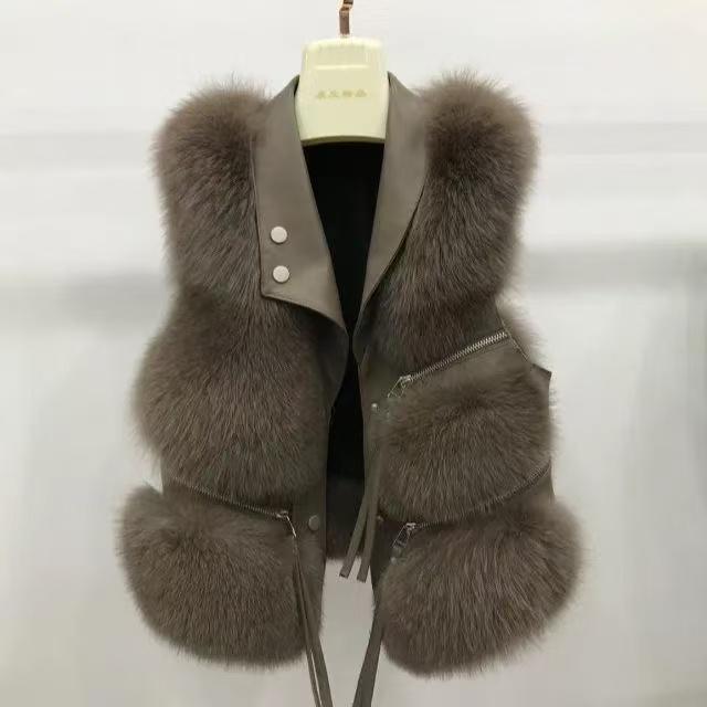 Faux Fur Winter Short Vest Jacket for Women Warm Coat