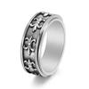 Men Retro Antique Clover Cross Titanium Steel Ring Rotatable Gold Plated Open Band European Personalized Trendy Adjustable Jewelry Holiday Gift