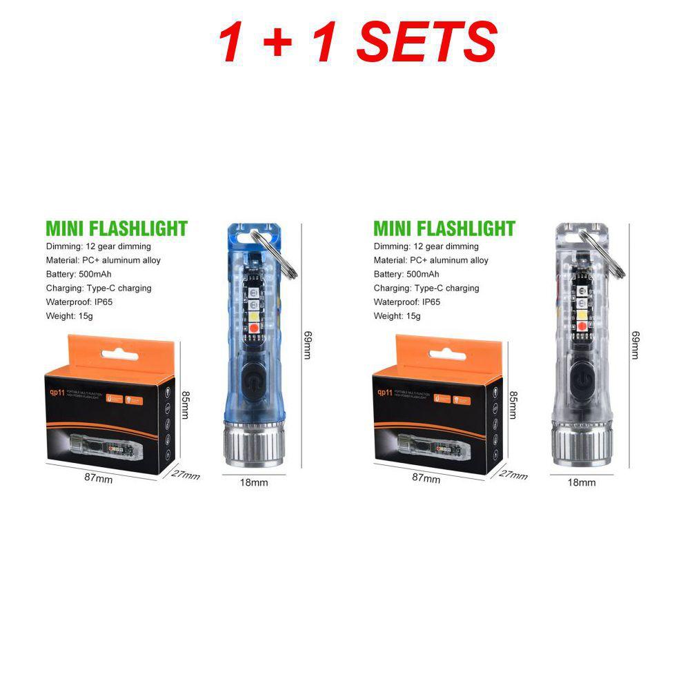 Mini Flashlight Keychain Multi-function Waterproof USB Rechargeable Outdoor Hiking Camping Powerful Magnetic Warning Flashlight