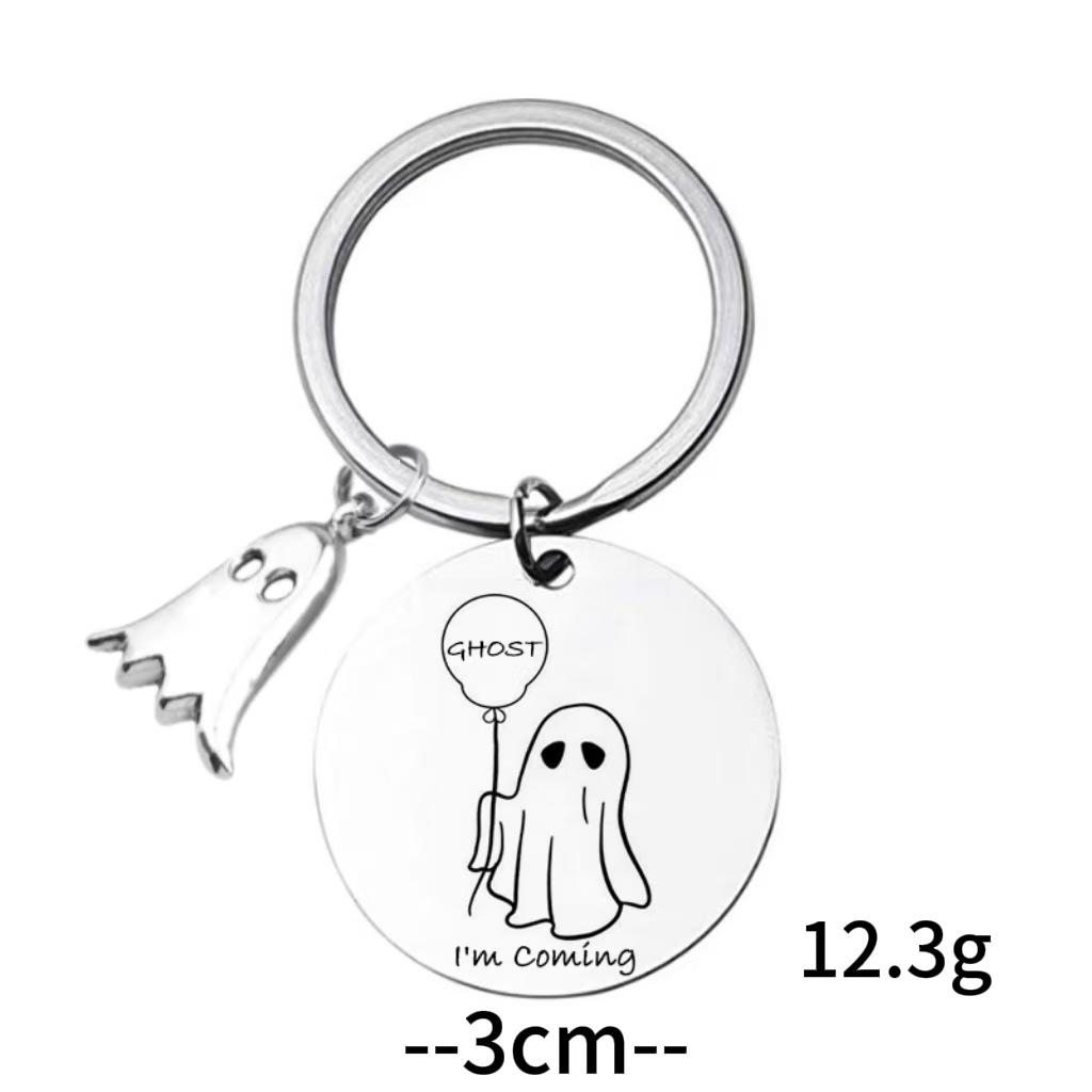 Halloween I'm Coming Ghost Stainless Steel Keychain Cartoon Balloon Design Stylish Bag Charm Practical Holiday Gift