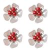 4Pcs Decorative Shirt Cufflinks Clip Rhinestones Pearls Flower Button Clips for Shirt Dress Uniform Coat Embellishments