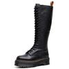 Muffinboden Litschimuster Lange Stiefel Damen Loch Erste Schicht Kurze Stiefel Dicke Sohle Leder Runde Spitze Trend