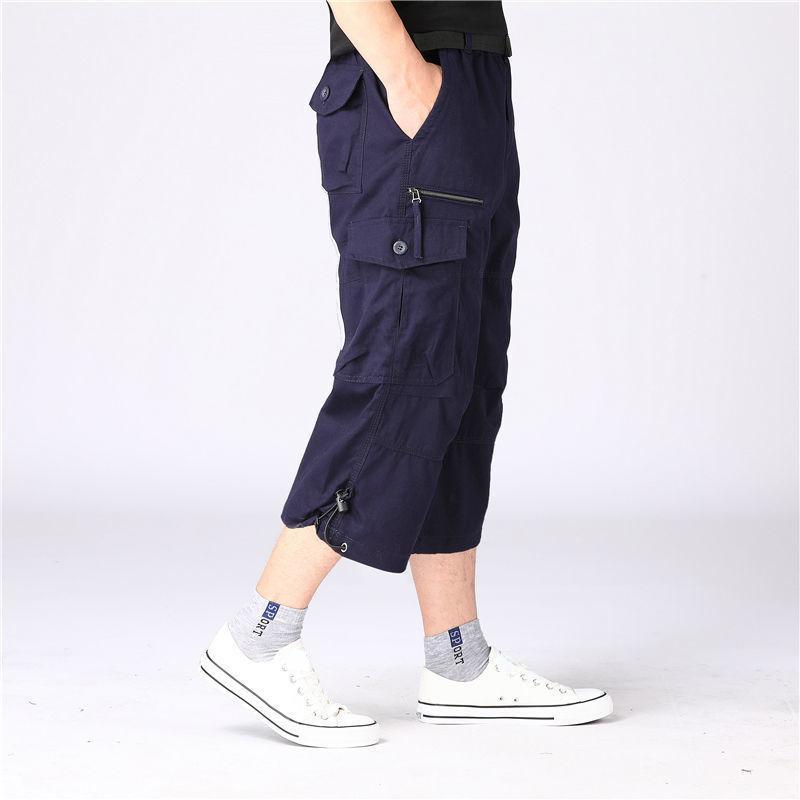 Men's Cargo Shorts Summer Loose Casual Pants Elastic Waist Large Size Outdoor Jogging Sweatpants Trend Multi Pockets Shorts