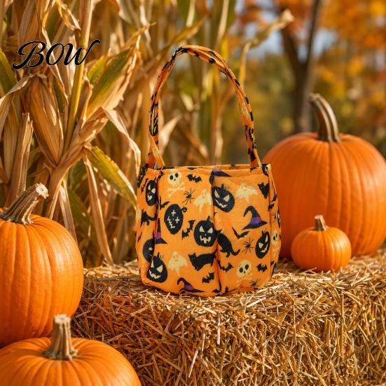 Sturdy Halloween Treat Bag Candy Bucket for Kids, Non-Woven Trick or Tote Non-woven Fabric Basket, Pumpkin Ghost Snack Holder with Handle Party Favors