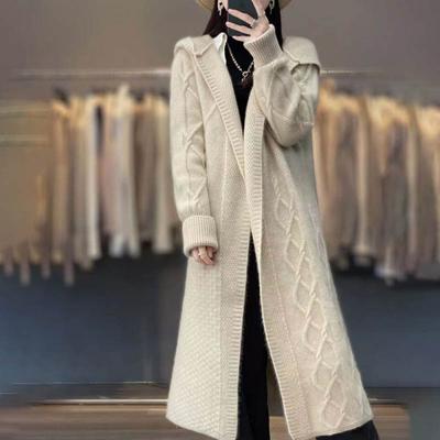 Cardigan Feminino Outono Inverno Manga Longa Casaco Suéter Solto Quente Caxemira Tricot Moda Feminina Casaco Longo