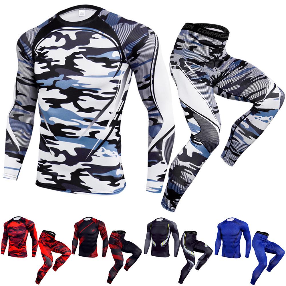 Costum Sport Bărbați Antrenament Sală Fitness Compresie Set Haine Sport Jogging Alergare Exerciții Rashguard Trening