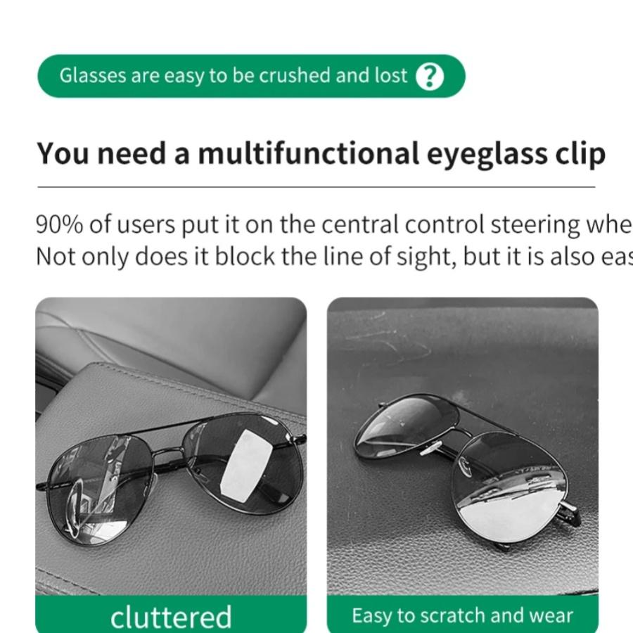Car Sunglasses Clip, Car Sunshade Magnetic PU Leather Sunglasses Clip, Glasses Clip, Car Interior Sunshade Accessories