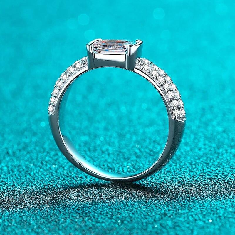 White Gold 1ct Moissanite Ring for Women Bridal Lab Diamond Marriage Promise Band 925 Silver Jewelry