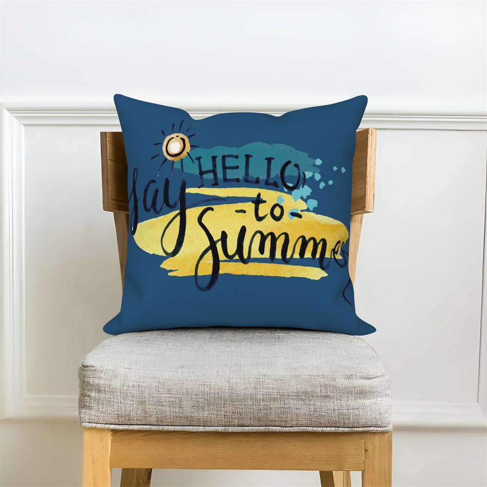 Home Sofa Office Cushion Pillowcase  Summer Vacation Alphabet Printed