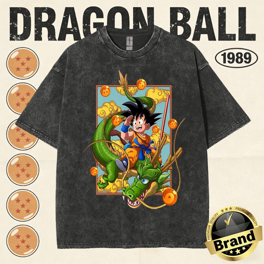 Summer Dragon Ball Family Matching Vintage Tee Men Washed High Quality Nostalgic Print Heavyweight Retro Tops