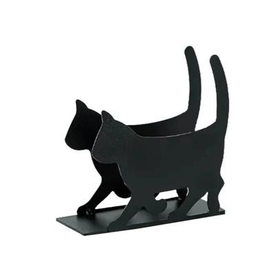 Portapapeles Silueta Gato Negro Vintage Metal Servilletero - Rústico Cocina Mesa de Comedor Estante para Pañuelos Decoración de Escritorio