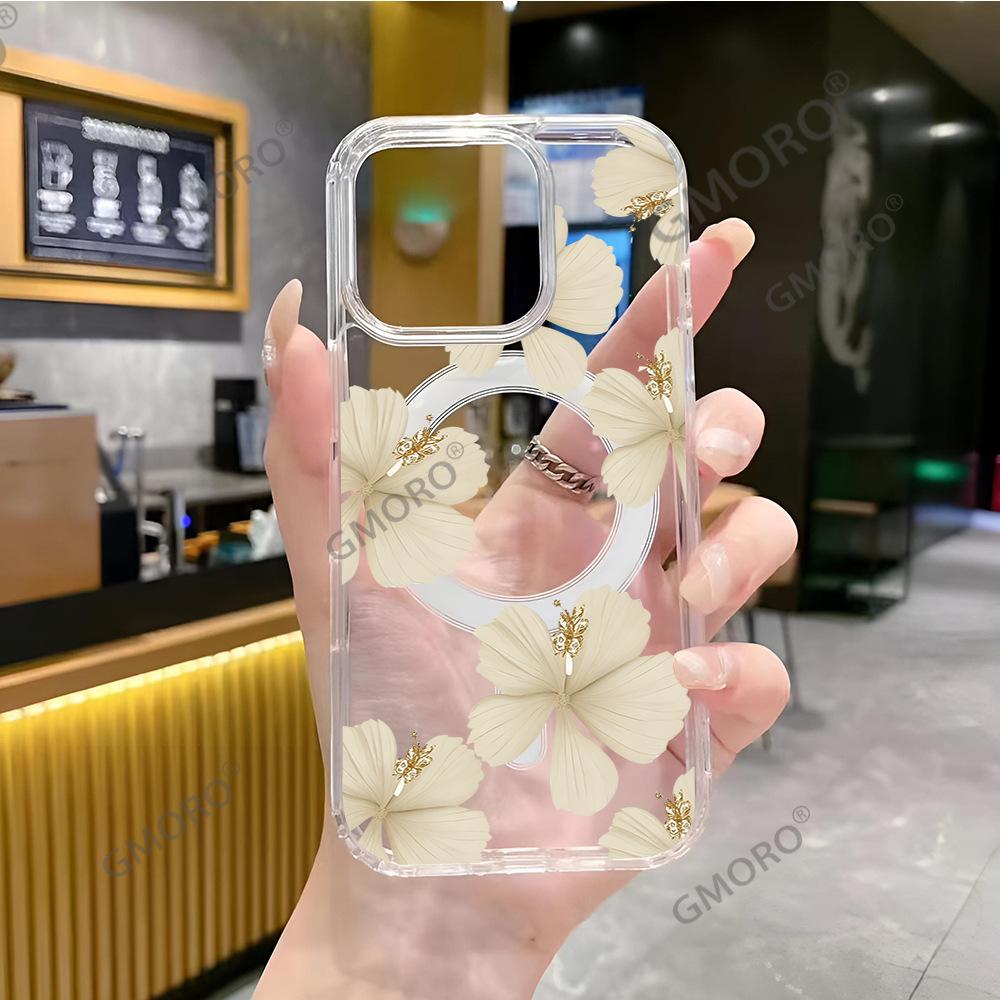Einfache Blume Handyhülle iPhone17 Premium MagSafe magnetisch transparent Handyhülle Apple 15Pro