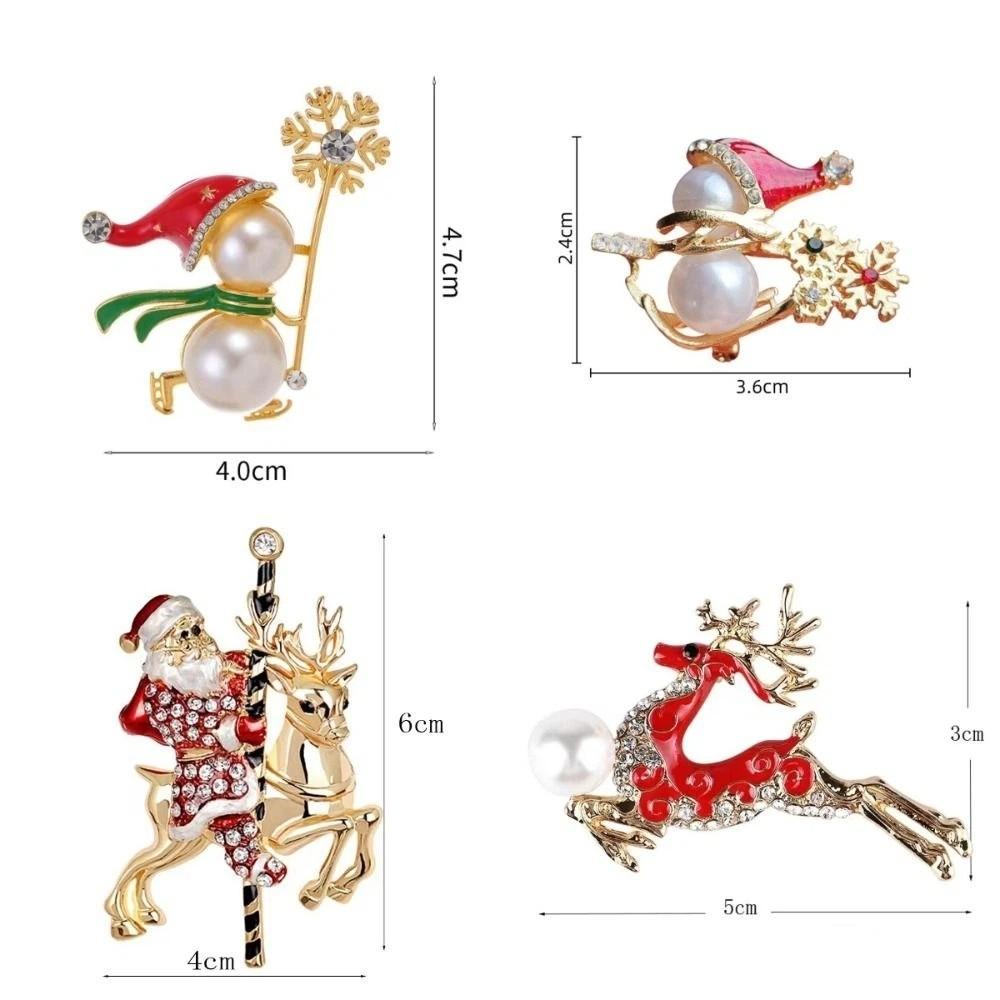 Pearl Christmas Snowman Brooch Santa Claus Sweater Scarf Badge Cute Red Xmas Brooch  New Year Gift