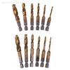 6Pcs Compound Metric Tap Drill Bits Screw Thread Hex Shank Machine Titanium HSS Tap Bit Tool For Metal Steel Wood Plastic