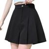 Women's High Waist Pleated A-Line Wide-Leg Shorts - Large Size, Black, Summer Versatile Skirt-Style Pants
