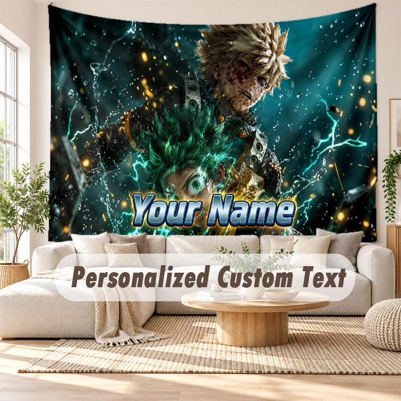 Custom Name Wall Hanging Tapestry,My Hero Academia Decorative Backdrop Tapestry For Dorm Home