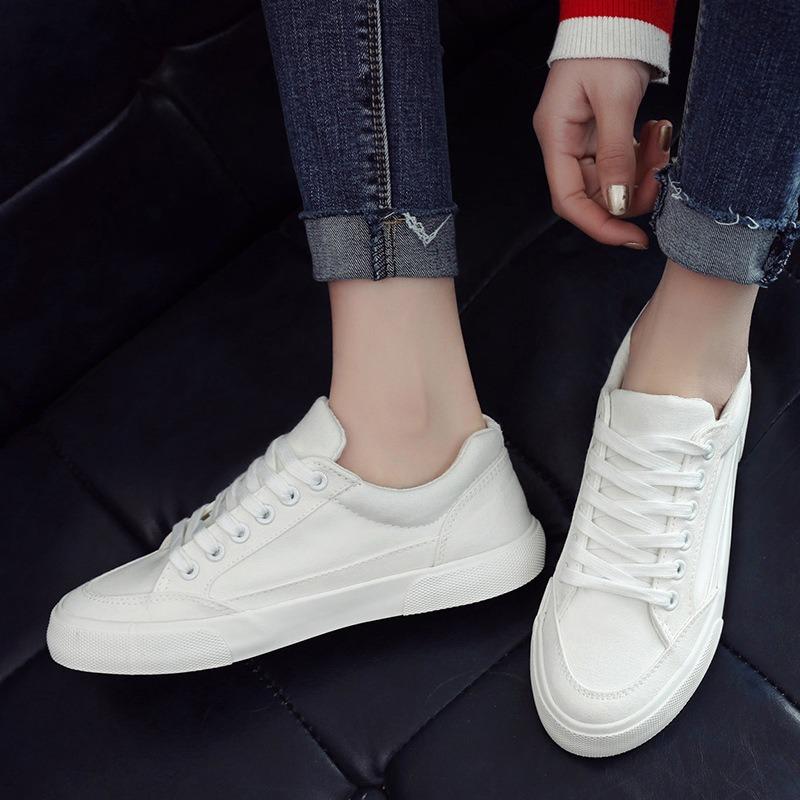 New trendy and versatile casual men's shoes, low-top sports sneakers, canvas white trendy shoes