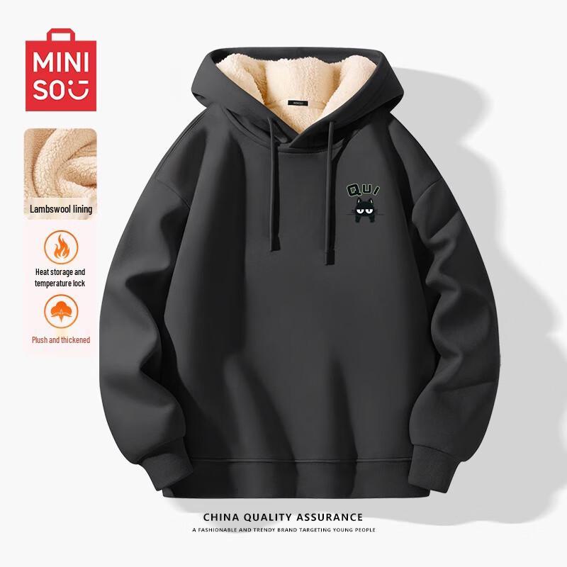 

MINISO Men s Sherpa Lined Heavyweight Hooded Sweatshirt XL