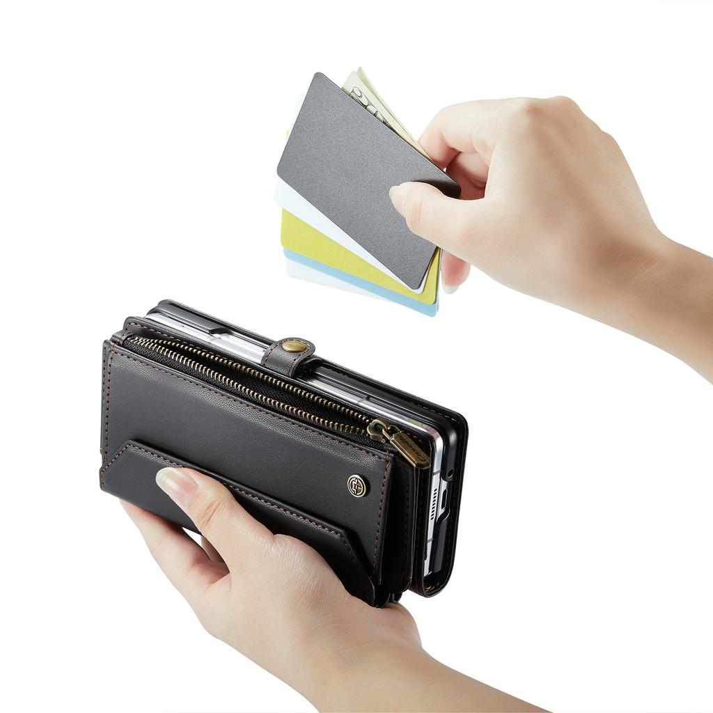 Crossbody Zipper Wallet Case For Samsung Z Fold7/Z Fold5 - PU Leather Card Holder Flip Cover