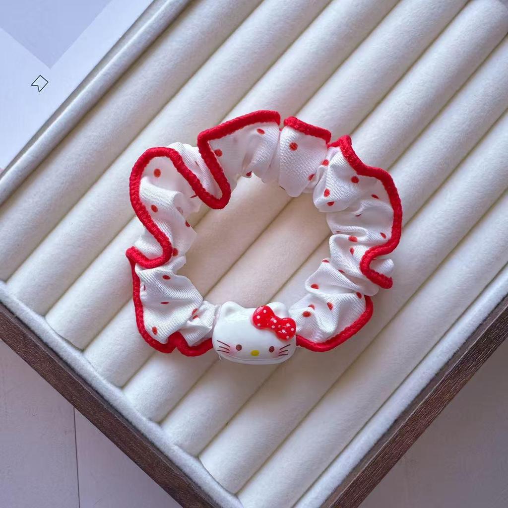 KT Roter Rand Hohe Elastizität Haargummi Scrunchie für Mädchen