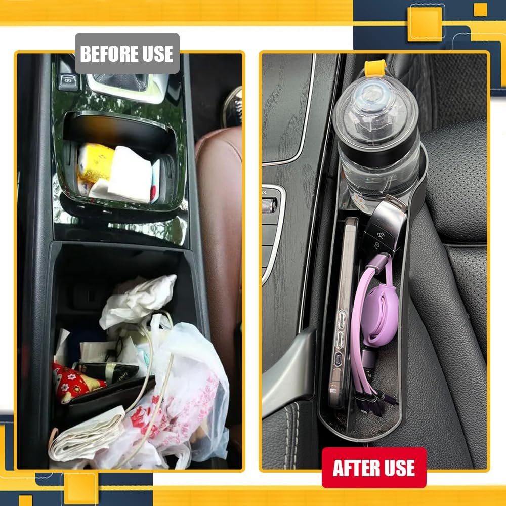 2 Packs Car Seat Gap Filler Organizer, Multifunctional Car Seat Organizer with Adjustable Cup Holder, Universal Automotive Accessories Car Seat