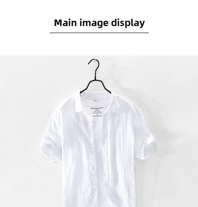 Men's Summer Ice Silk Linen Short-Sleeve Shirt - Loose, Business Casual, Solid White Trend