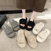 Fashion Thick-soled Fur Slippers for Women, Warm and Velvet-strap Lamb Plush Cotton Slippers