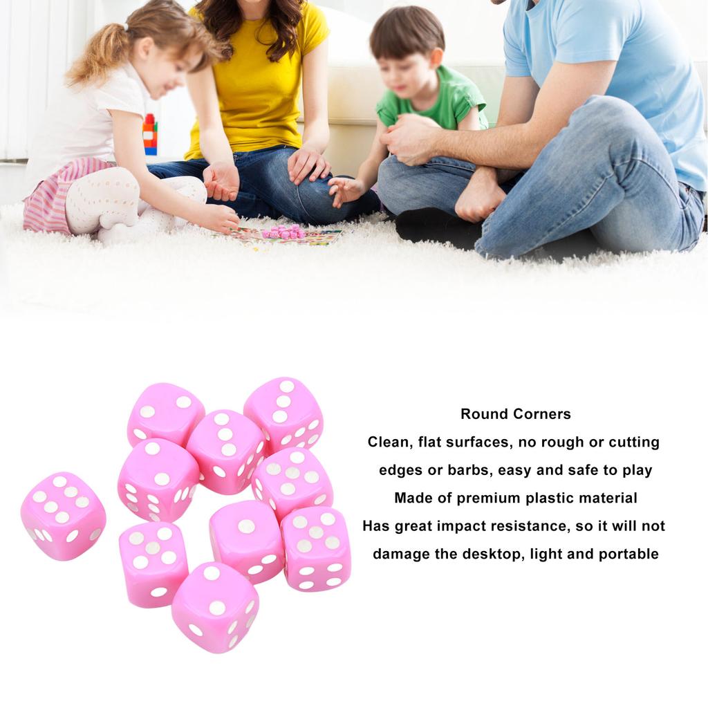 Set di 30 Dadi 16MM Plastica 6 Facce Angoli Arrotondati Dadi Cubi per Giochi da Tavolo Giochi da Tavolo Rosa