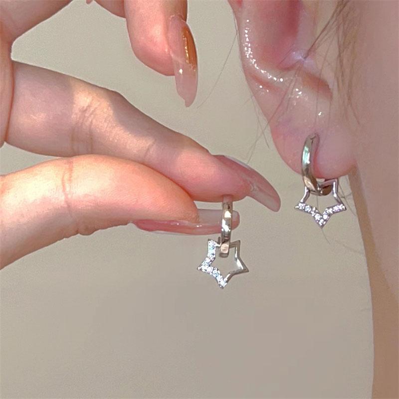 Neue Trendige Süße Blaue Stern Creolen Ohrringe für Damen Mädchen Einfache Mode Vintage Ohrringe Ästhetischer Zirkon Y2K Geschenke