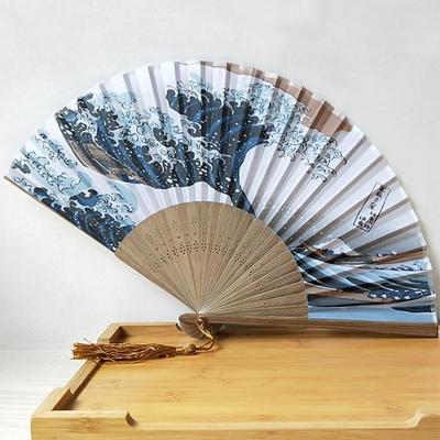 Japanese Style Folding Fan Wave Foldable Fan Handheld Vintage Hand Fans For Women Portable Wedding Gift For Guests Home Decor