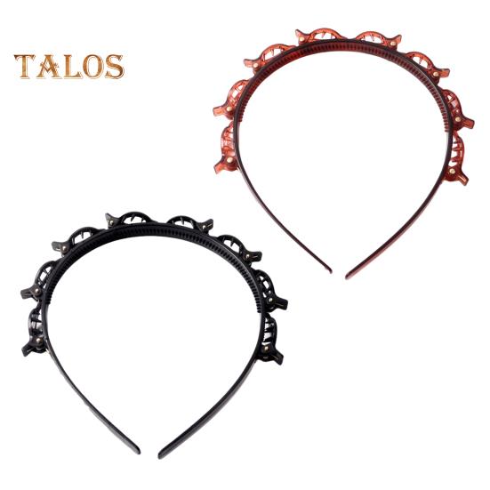 

2 шт. обруч для волос, двухслойный полый плетеный дизайн, повязка на голову с зажимами, инструмент для укладки челки, плетеная повязка на голову с зажимом красный черный