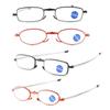 Gafas de lectura plegables y portátiles con cremallera y nuevas antenas y patas telescópicas, gafas para presbicia antiazul, gafas unisex ultraligeras