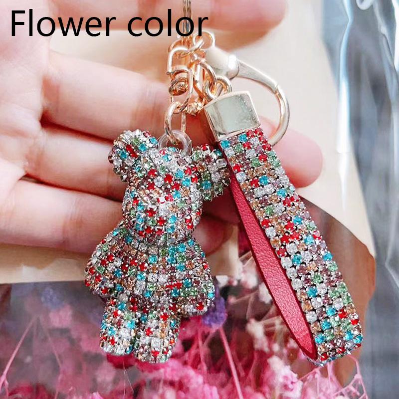 High Quality Animal Rhinestone Keychain Belt Car Key Box Pendant Luxury Rhinestone Bear Bag Keychain Women Bag Pendant Girl